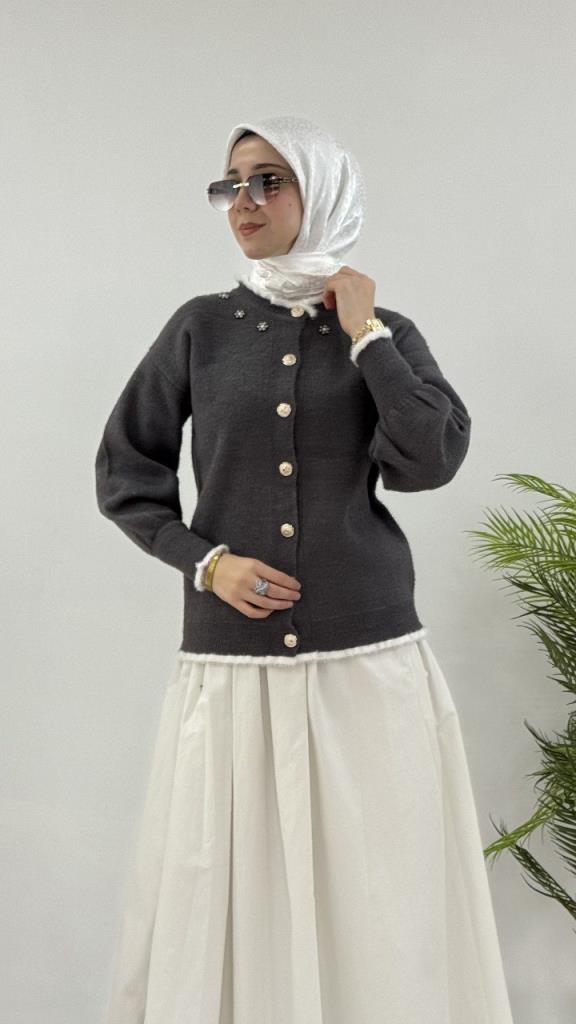 جاكيت شتوي نسائي أنيق ومريح، موديل G4123 - رمادي