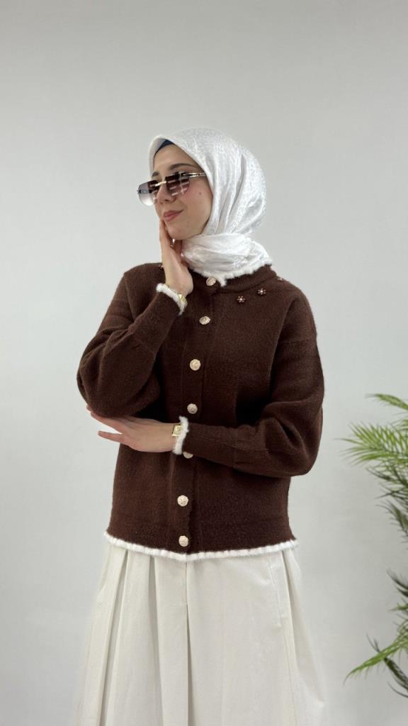 جاكيت شتوي نسائي أنيق ومريح، موديل G4123 - بني