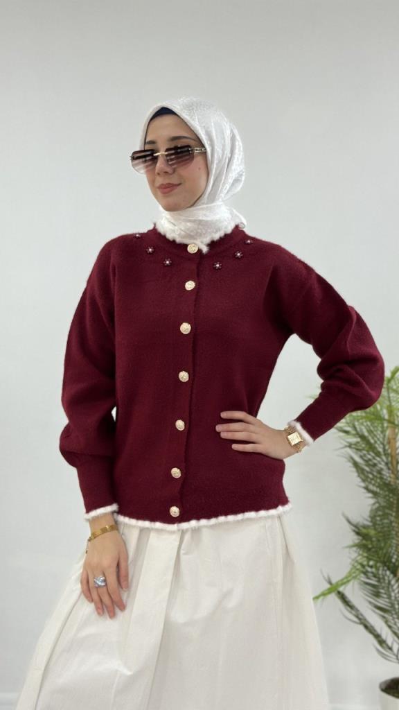 Women's stylish and comfortable winter jacket, model G4123 - Burgundy