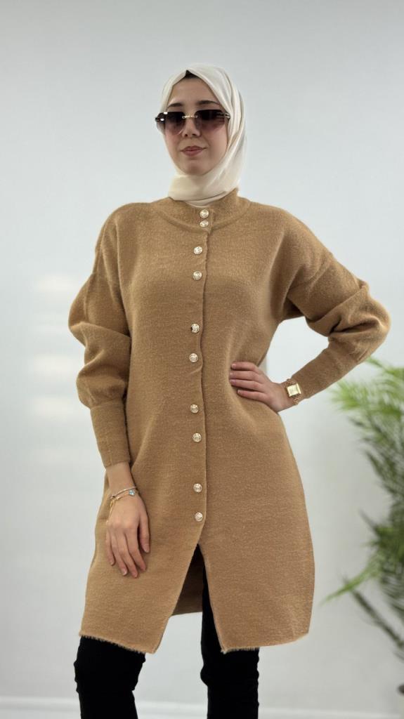 Women's soft winter cardigan, model G4125 - Beige