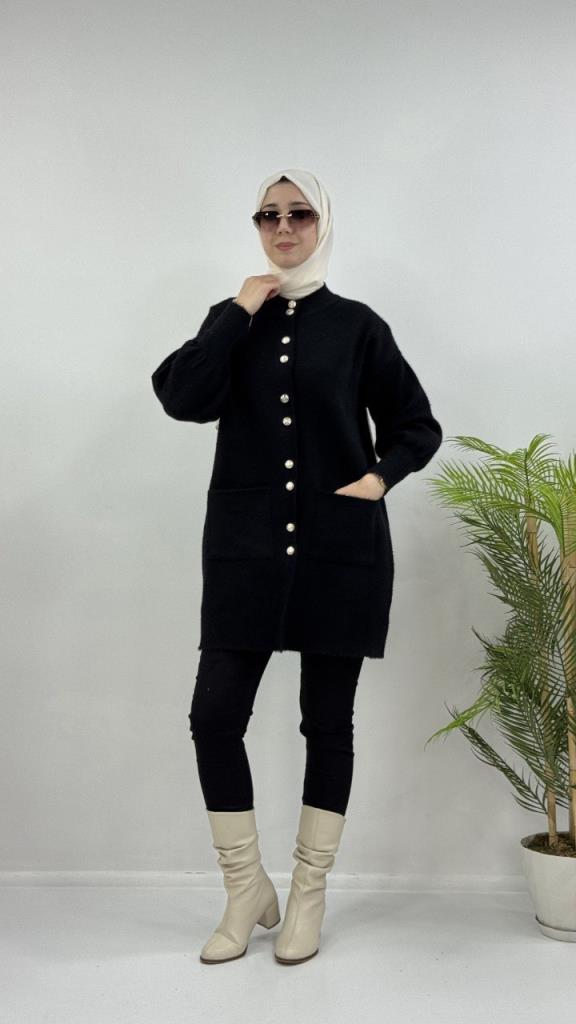 Women's soft winter cardigan, model G4125 - Black