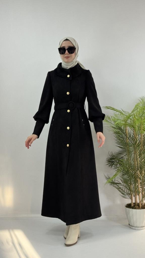 Women's long coat, new seasonal model G4147 - Black