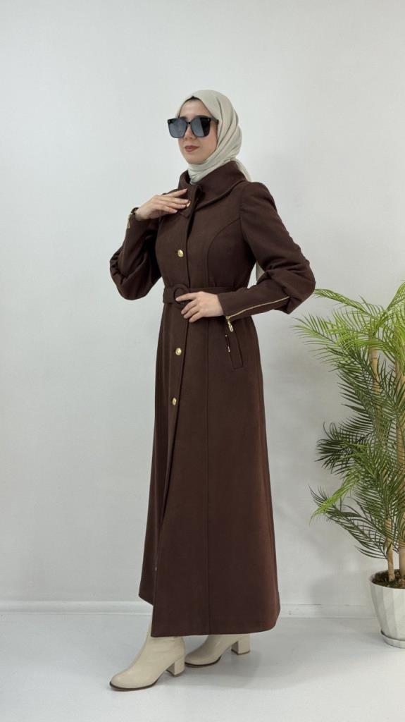 Women's long coat, new seasonal model G4147 - Brown
