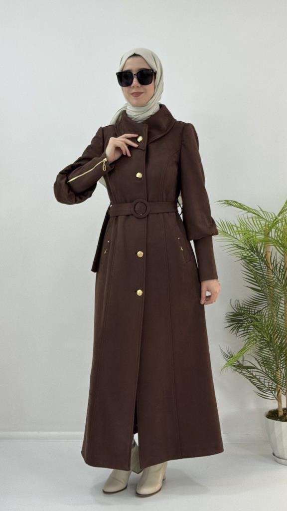 Women's long coat, new seasonal model G4147 - Brown