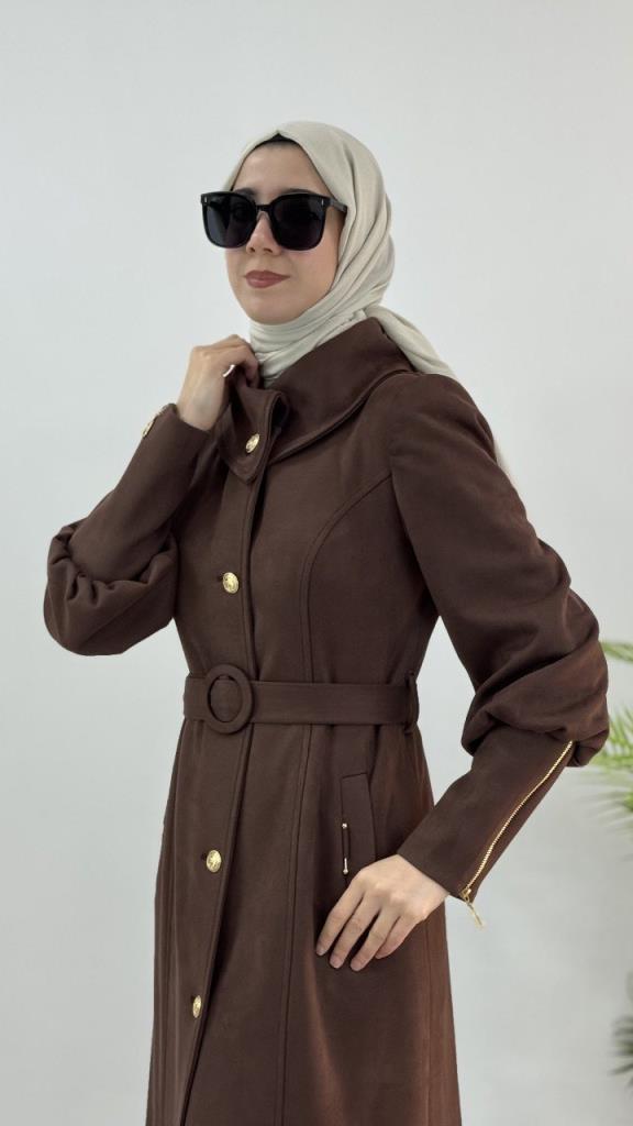 Women's long coat, new seasonal model G4147 - Brown