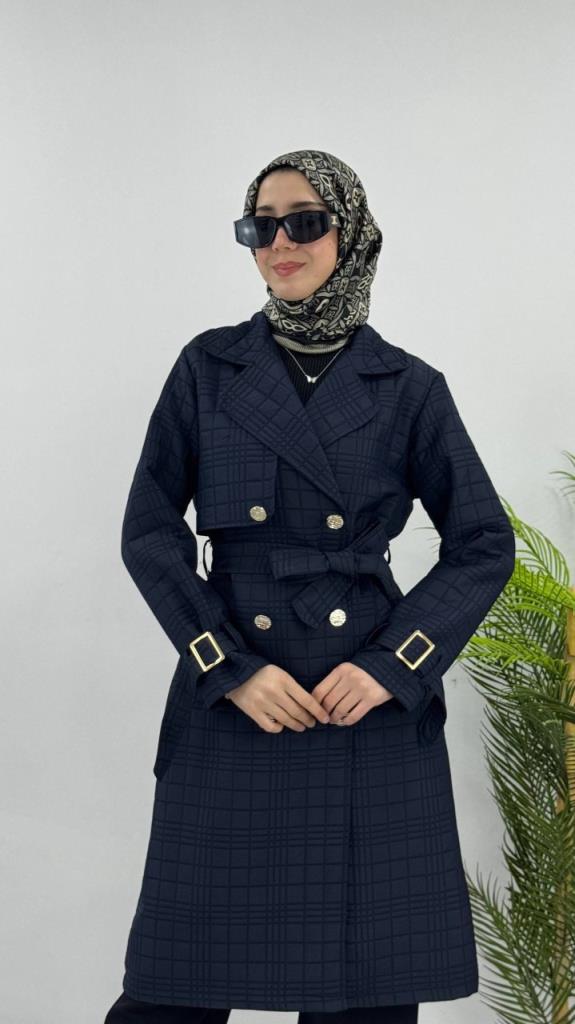 Women's midi winter coat model G4478 - Navy Blue