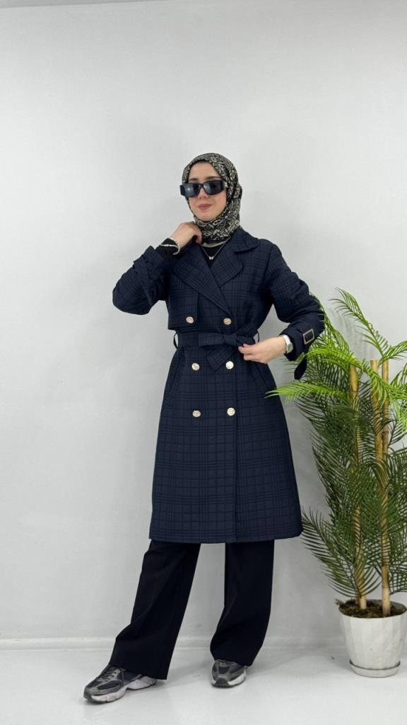 Women's midi winter coat model G4478 - Navy Blue