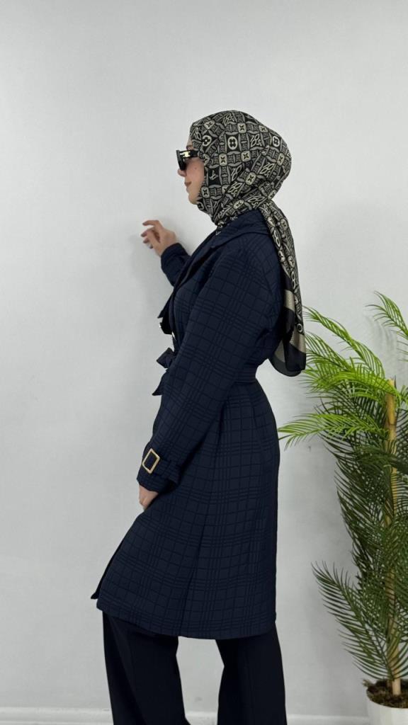 Women's midi winter coat model G4478 - Navy Blue