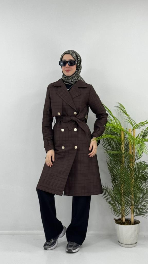 Women's midi winter coat model G4478 - Brown