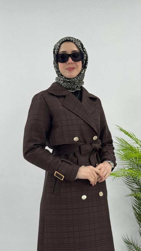 Women's midi winter coat model G4478 - Brown