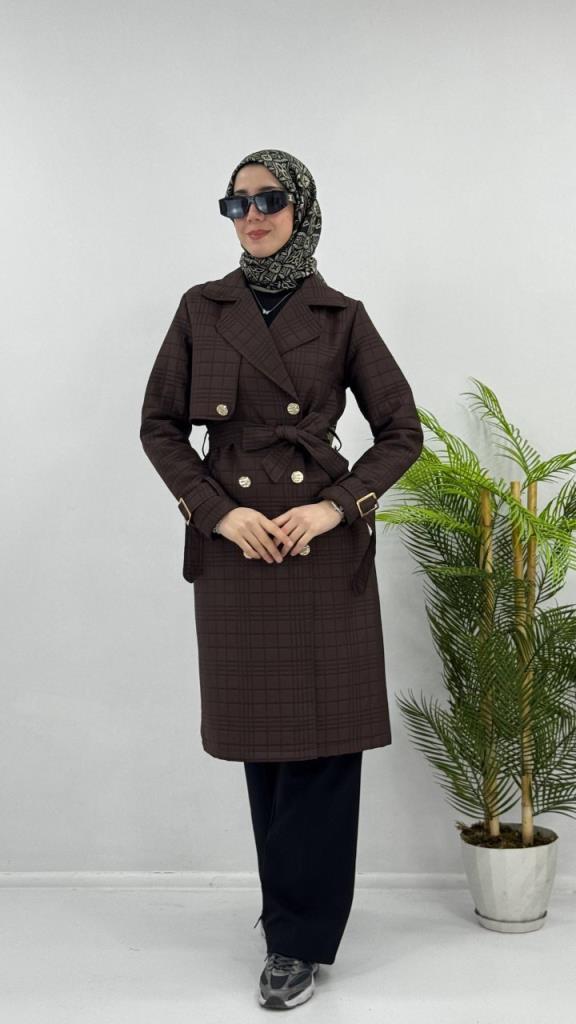 Women's midi winter coat model G4478 - Brown