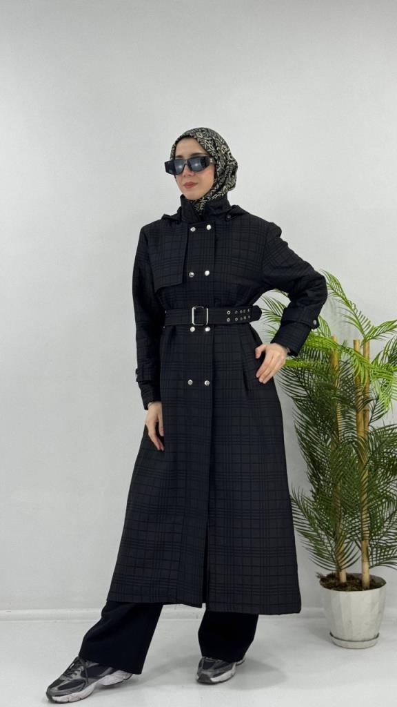 Women's long winter coat model G4479 - Black
