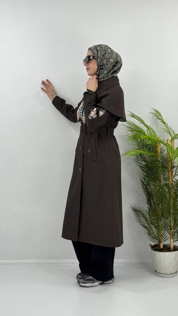 Women's new season trench coat with tie G4480 - Brown