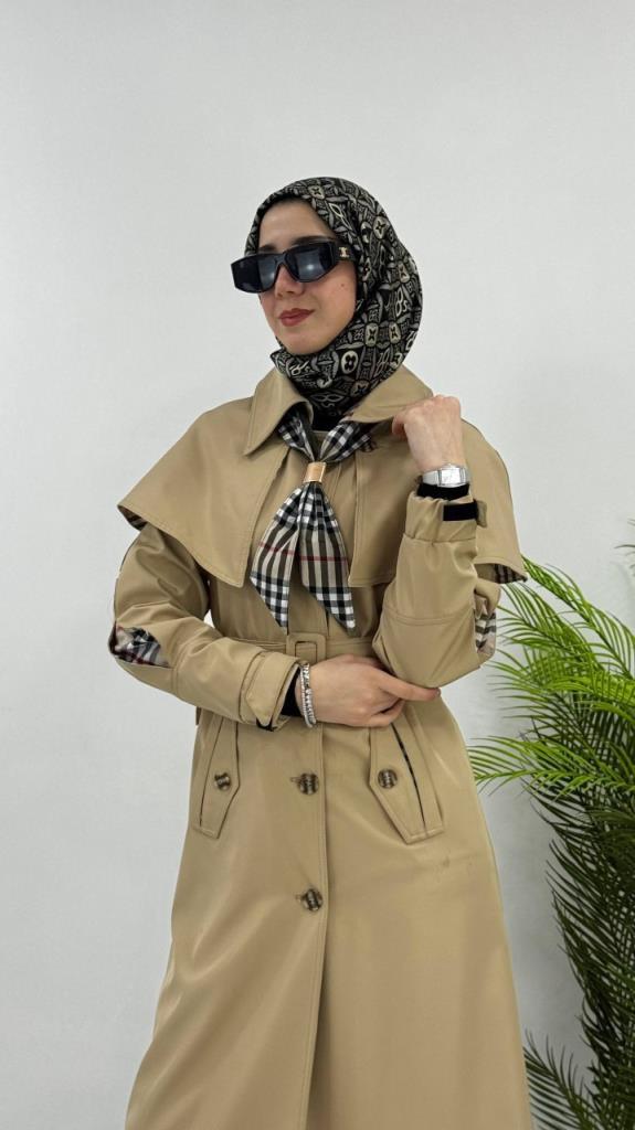 Women's new season trench coat with tie G4480 - Beige