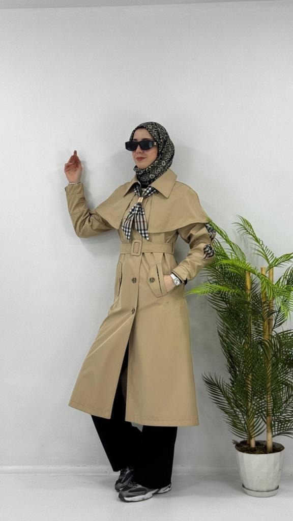 Women's new season trench coat with tie G4480 - Beige