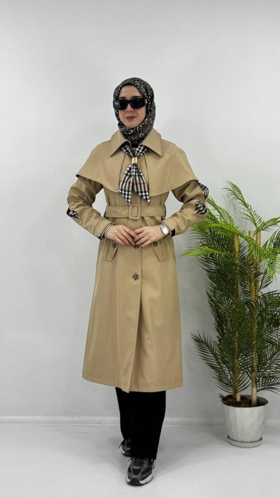 Women's new season trench coat with tie G4480 - Beige