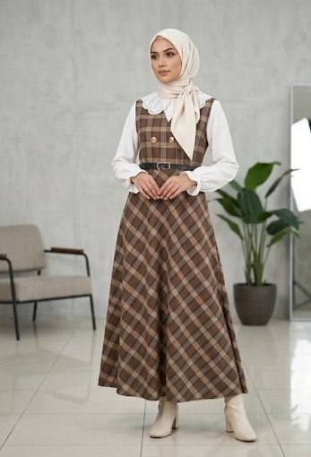 Women's Sleeveless Long Dress Stylish and Comfortable G4541 - Brown