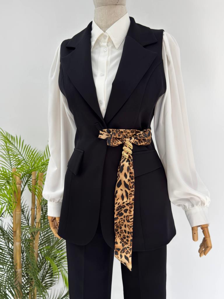 Women's Two-Piece Set Vest + Pants G4674 - Black