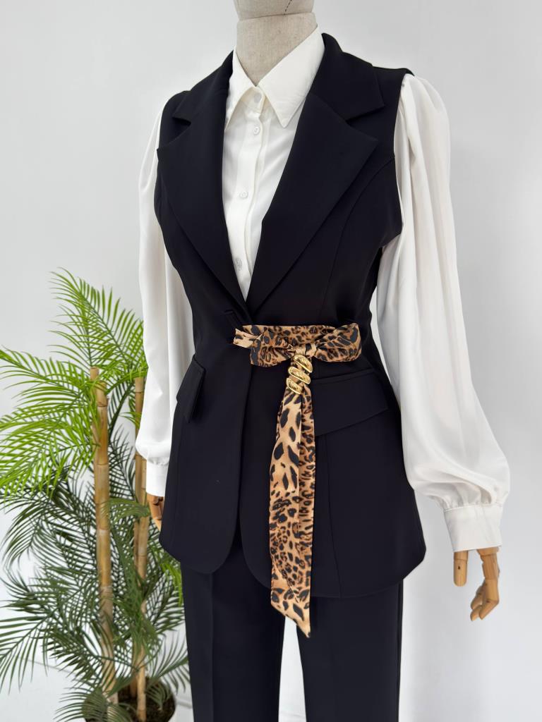 Women's Two-Piece Set Vest + Pants G4674 - Black