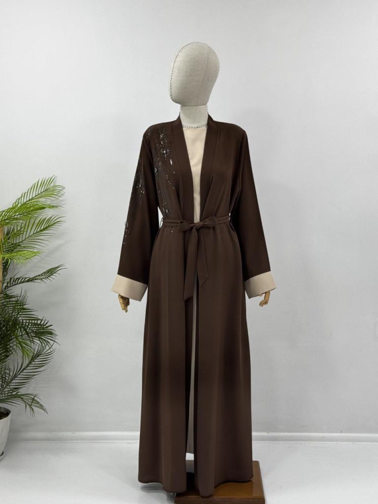 New stylish two-piece abaya G4685 - Brown