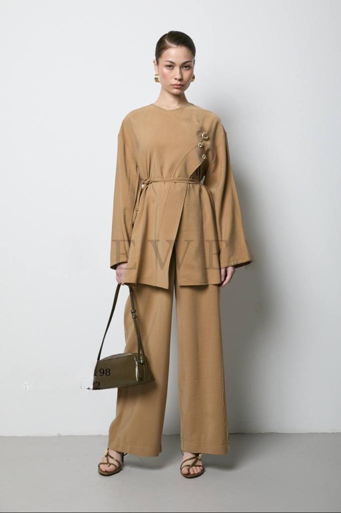 Women's two-piece set (pants + blouse) G 4691 - Brown