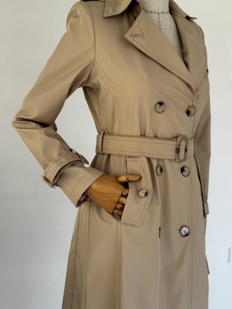 Women's Double-Breasted Trench Coat with Belt G4727 - Beige