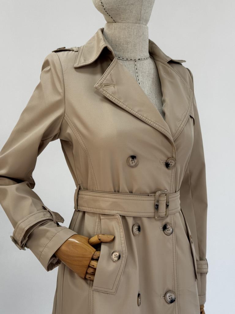 Women's Double-Breasted Trench Coat with Belt G4727 - Beige