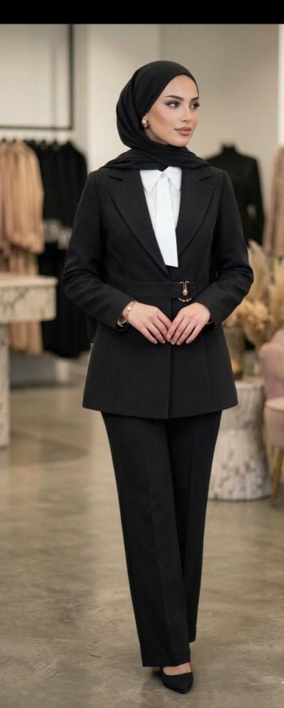 Stylish and modern women's jacket and trousers set G4801 - Black