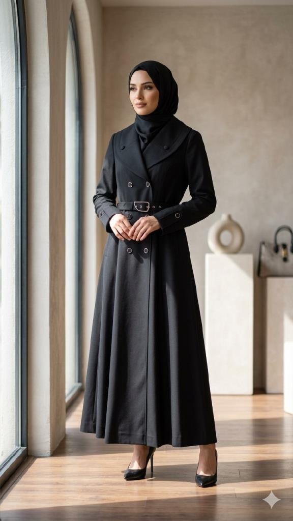 Women's Seasonal Trench Coat G4808 - Black