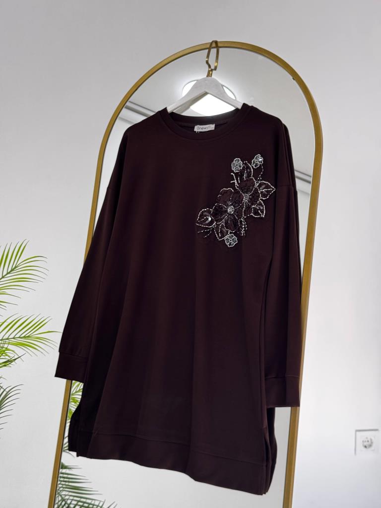 Women's modest midi tunic G4869 - Brown