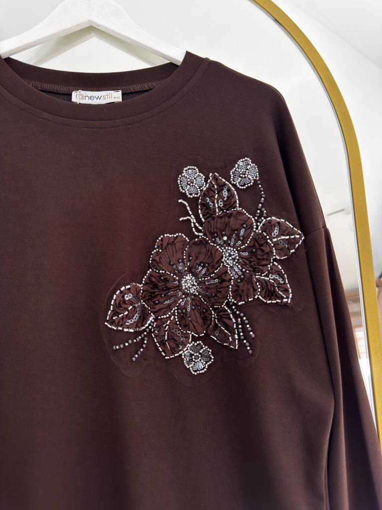 Women's modest midi tunic G4869 - Brown