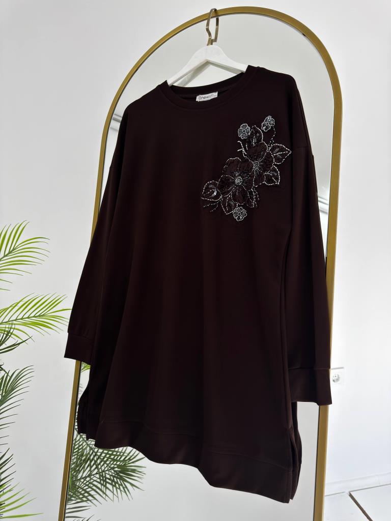 Women's modest midi tunic G4869 - Brown