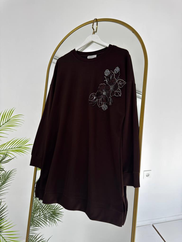 Women's modest midi tunic G4869 - Brown