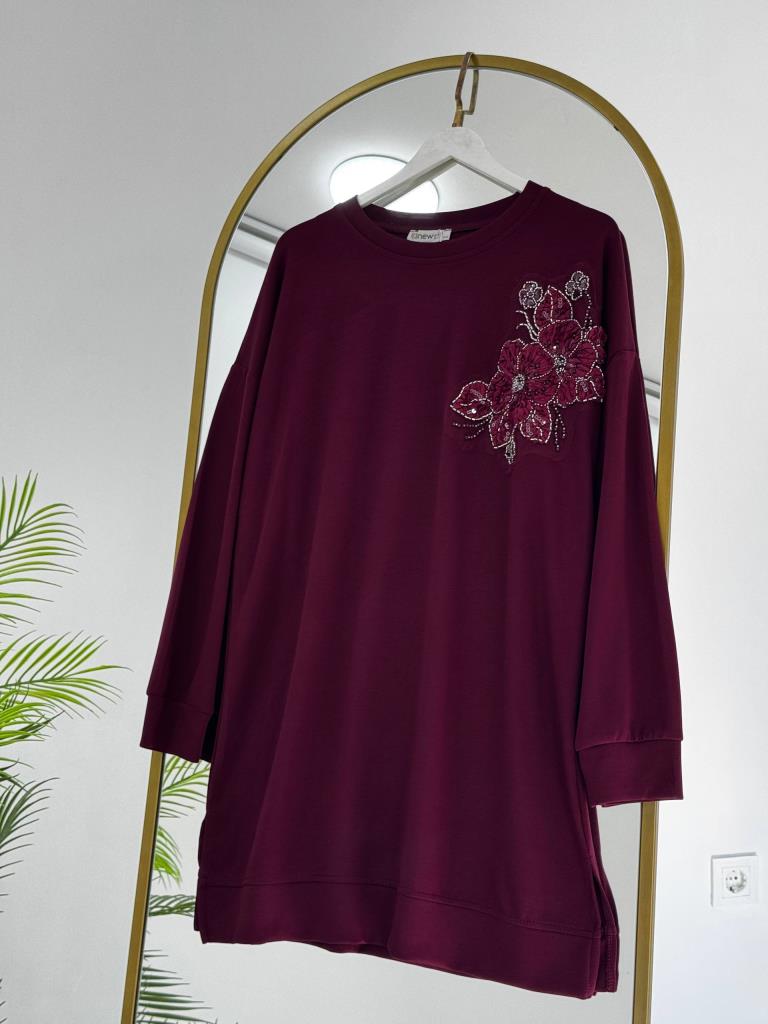 Women's modest midi tunic G4869 - Burgundy