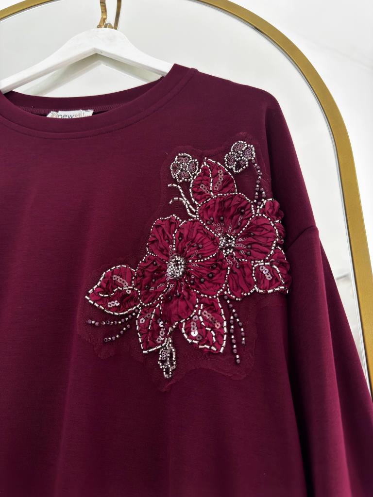 Women's modest midi tunic G4869 - Burgundy