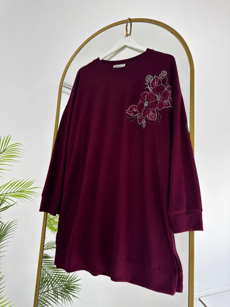 Women's modest midi tunic G4869 - Burgundy