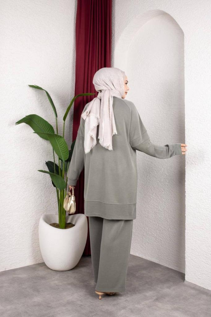 Women's Raglan Sleeve Loose Two-Piece Set G4871 - Green