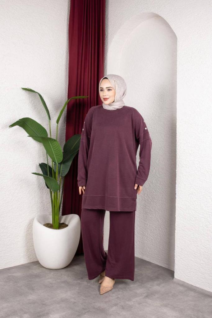 Women's Raglan Sleeve Loose Two-Piece Set G4871 - Lilac