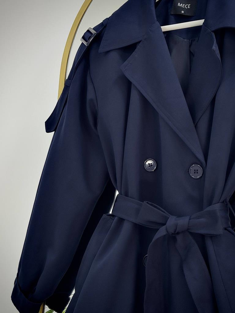 Women's new season midi trench coat G4879 - Navy Blue