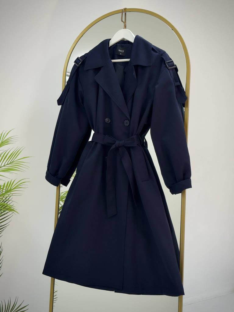 Women's new season midi trench coat G4879 - Navy Blue