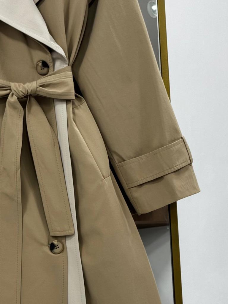 Kadın Çift Renk Detaylı Oversize Trençkot G4887 - BEJ