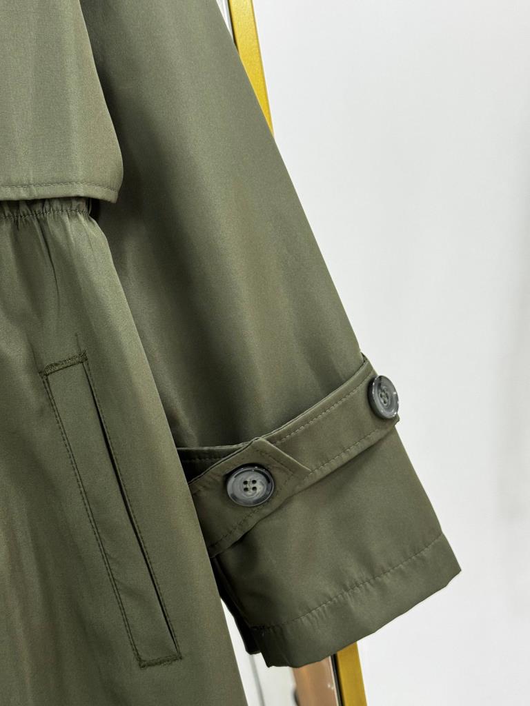 Women's Midi Trench Coat with Tie G5028 - Green