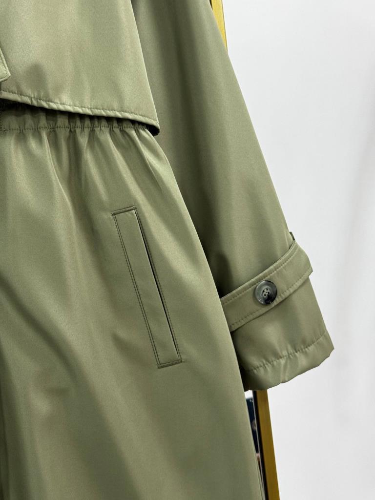 Women's Midi Trench Coat with Tie G5028 - Green