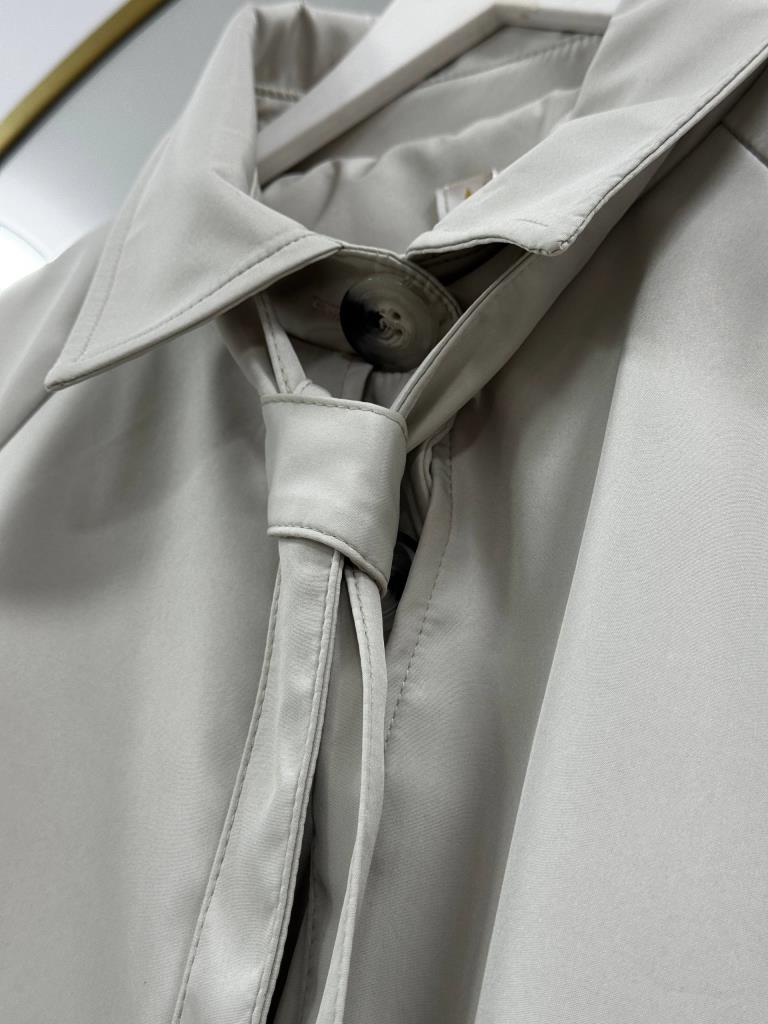 Women's Midi Trench Coat with Tie G5028 - Beige