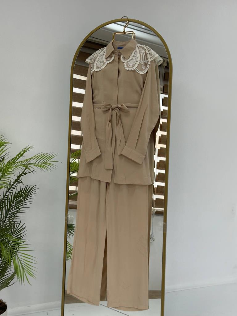 Women's new season tie-up two-piece set G5038 - Beige