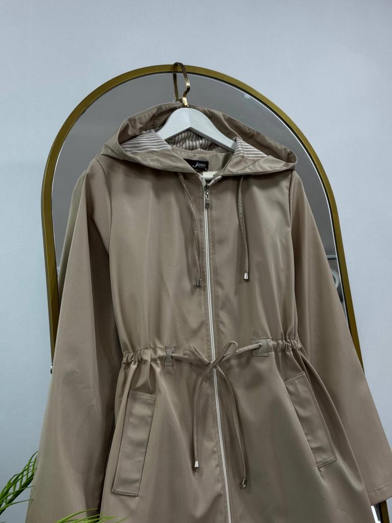 Women's Hooded Midi Trench Coat G5086 - Beige