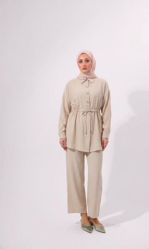 Women's two-piece set tunic + trousers G 5097 - Beige