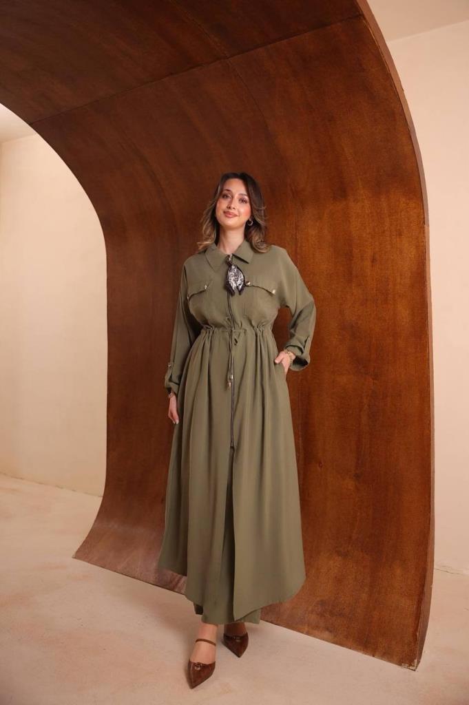 Women's long modest two-piece set G 5099 - Green