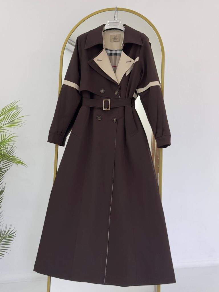 Women's lined trench coat G5185 - Brown