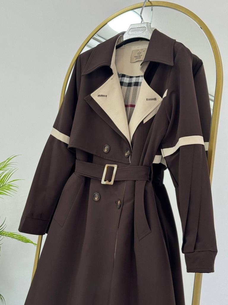 Women's lined trench coat G5185 - Brown